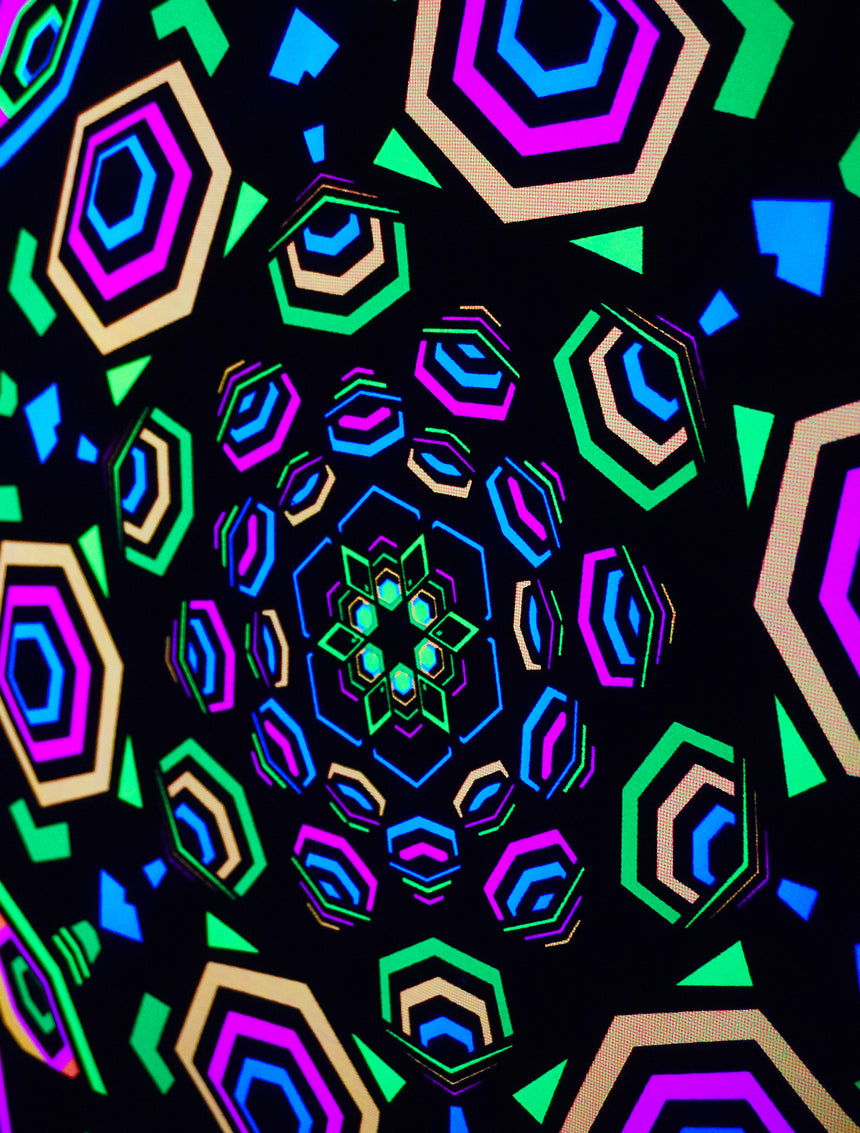 Kaleidoscope Mandala Black light poster