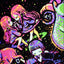 Flocked velvet blacklight poster featuring the 12 astrological zodiacs pixel artwork in UV-reactive neon colors